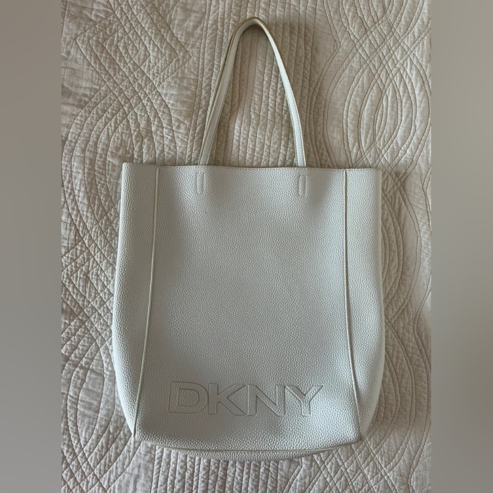 DKNY Cream Textured Tote Bag